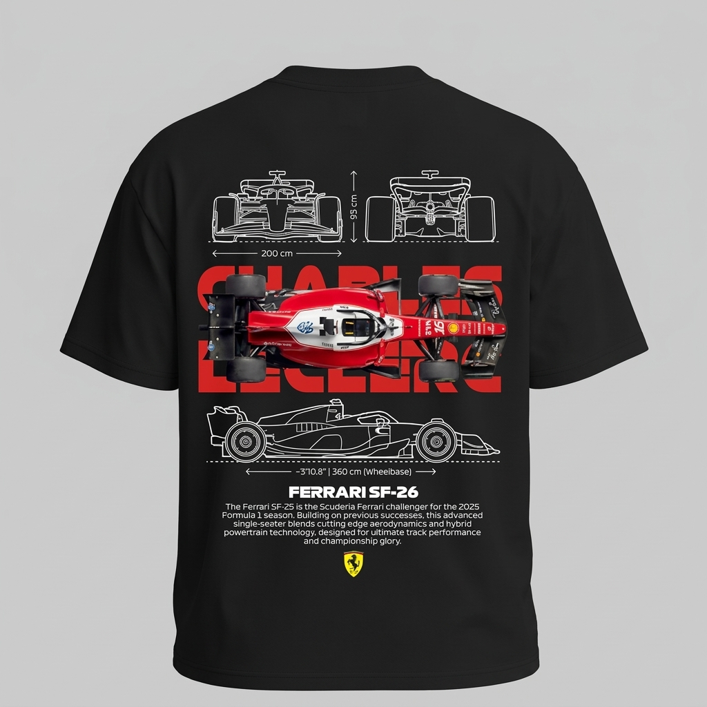 Scuderia Ferrari "Charles Leclerc" SF-26 Blueprint Tee