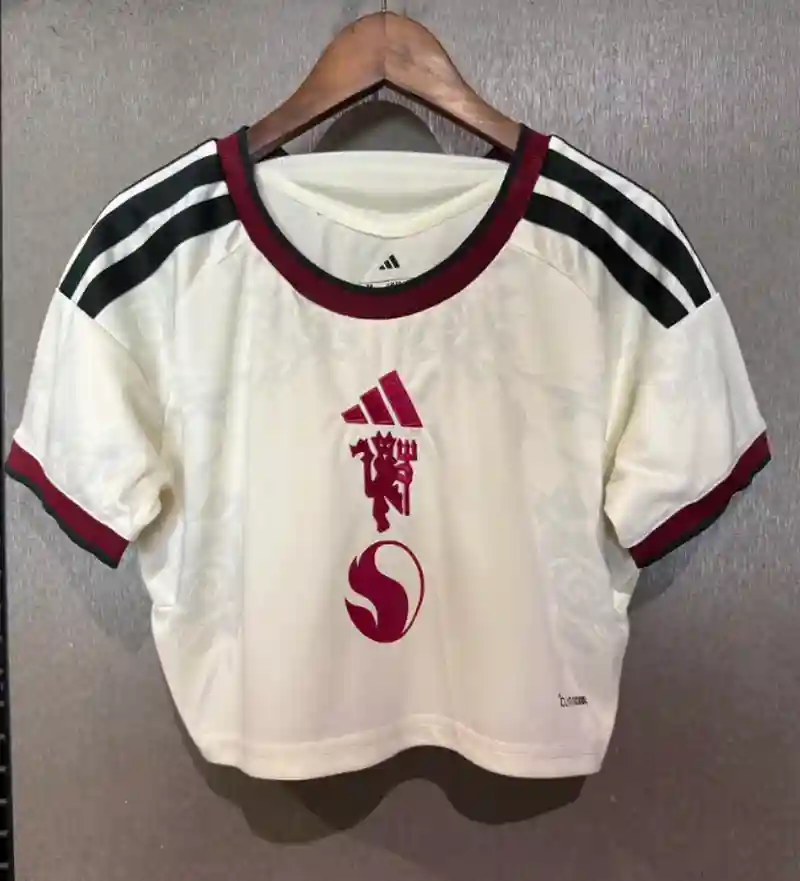Manchester United Cream Women's Crop Top Jersey 2026/27